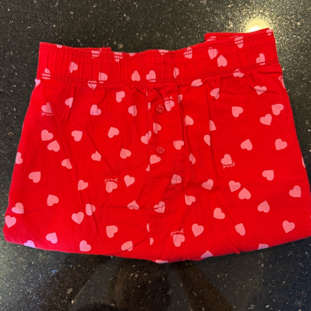 PINK Victoria's Secret Red and Pink Heart Print Sleep Shorts
